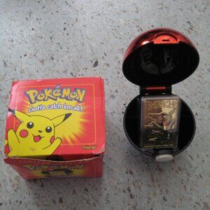 23K Gold Plated Pikachu Pokemon trading card Poke Ball Limited Edition